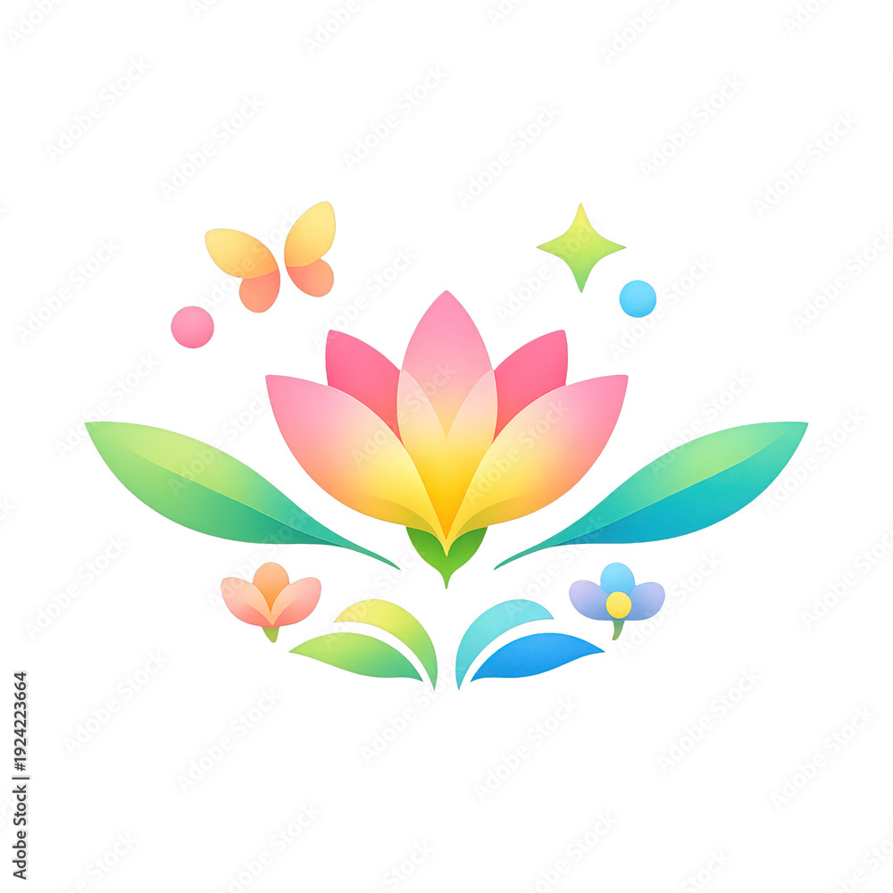 Obraz premium PNG Colorful floral nature illustration