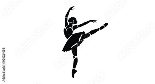 A silhouette of a ballet dancer in a dynamic expressive pose