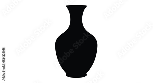 Silhouette of a tall slender vase against a plain white background