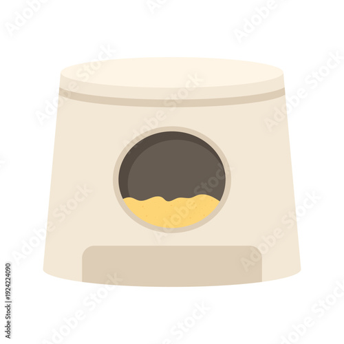 Simple Cat Litter Boxes with Sand in Flat Design Style