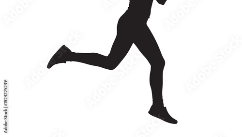 Runner silhouette with dynamic pose and flowing movement featuring running, athlete, fitness with exercise and jogger elements for sports, person projects, clean composition on simple background