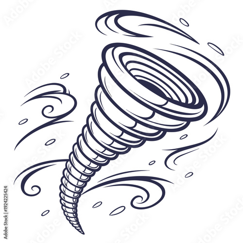 Large cyclone storm with swirling winds and debris