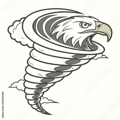 Of eagle head in a cyclone tornado bird storm