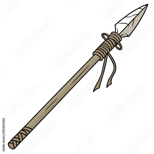 Spear with stone tip and wrapped handle stone age primitive 1