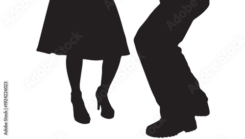 Legs silhouette set with woman and man dancing together stylishly featuring fashion, style, stylish with couple and interaction elements for movement, dance projects, clean composition on simple