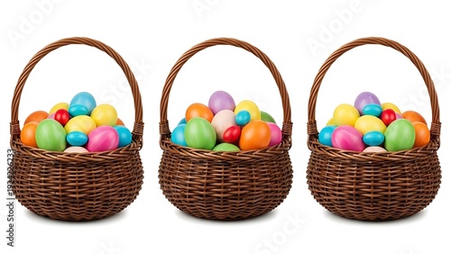 Easter basket filled with colorful eggs for holiday celebrations and traditions