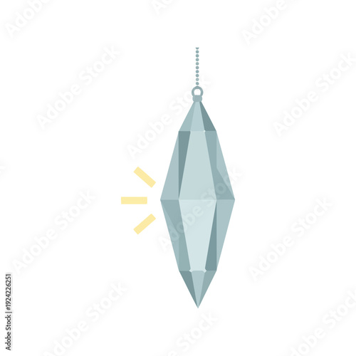 Crystal pendulum vector clipart isolated on white, geometric gemstone illustration