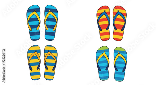 Colorful pair of flip flops isolated on a white background