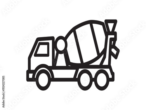 Simple line drawing of a cement mixer truck