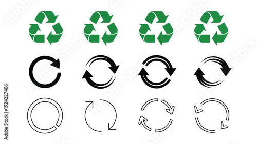 Recycle and refresh arrow icons set for ecology and sustainability