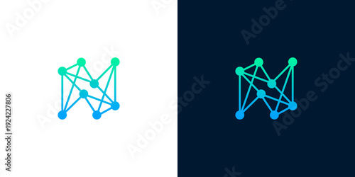 Abstract geometric network icon forming the letter N, symbolizing digital connectivity, technological advancement, and innovative data structures in a vibrant gradient design
