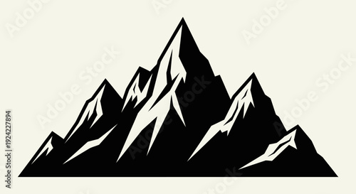 Stylized Black Mountain Range Peaks Silhouette Graphic.