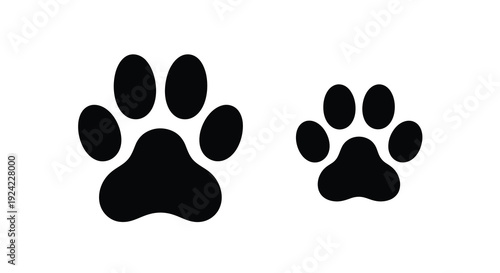 Two black paw prints displayed against a white background silhouette