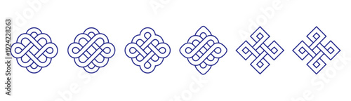 Celtic knot eternal line icons set for traditional cultural ornament