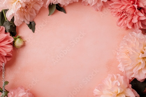 Floral Elegance: Soft focus of delicate blooms creates a natural frame around an open space. A vibrant display of nature's beauty and gentle hues, creating an inviting space for your message.