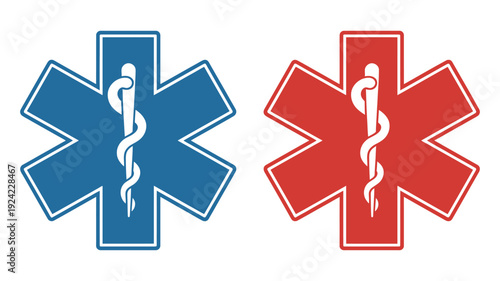 Medical star of life icons set for emergency healthcare services