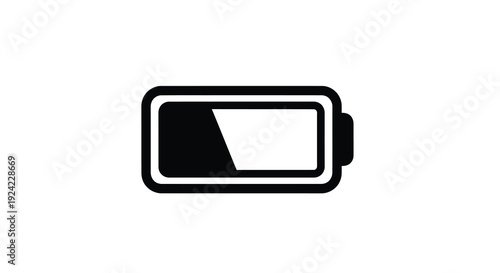 Black outline depicts a partially charged battery simple silhouette