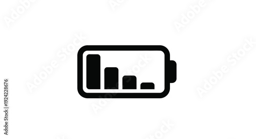Low battery icon displayed as a black shape modern silhouette