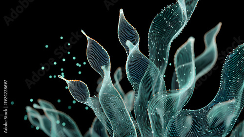 Organic wireframe growing like vines. 3D abstract element for AI tech presentations. Animated growth sequence, transparent BG