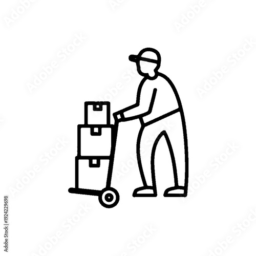 Delivery Professional: A dedicated individual navigates the realm of logistics, skillfully transporting essential parcels. Depicting the essence of prompt deliveries, efficiency and reliability.