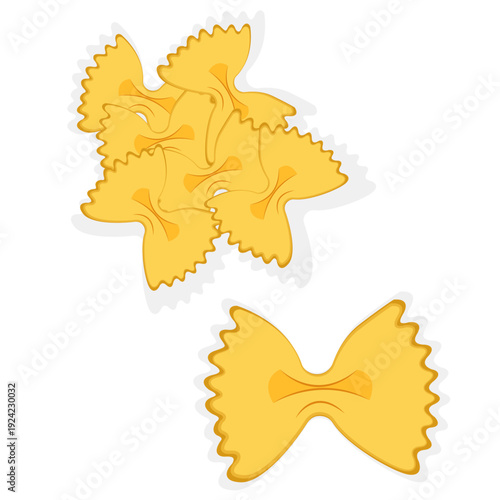 Italian farfalle pasta vector drawing.