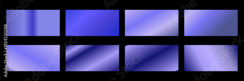 Blue metallic gradient background set. Metallic gradation textures. Shiny elegant vector gradient collection. Vector illustration eps10