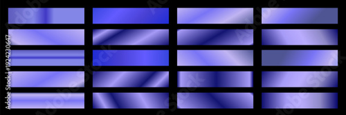 Blue metallic gradient background set. Metallic gradation textures. Shiny elegant vector gradient collection. Vector illustration eps10