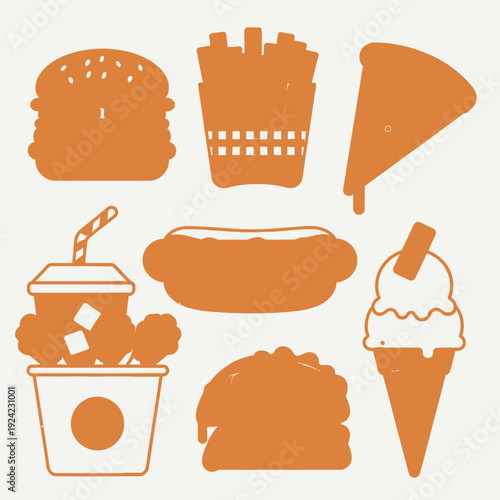 Fast Food Icons Set vector illustration