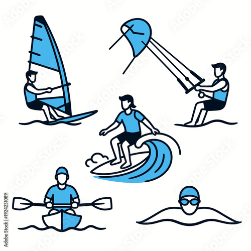 Water Sports Activities vector illustration