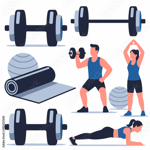 Fitness Elements Set vector illustration