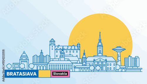 Bratislava Slovakia City Skyline Vector Illustration.
