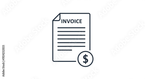 Invoice document with dollar sign payment and billing concept financial paperwork icon