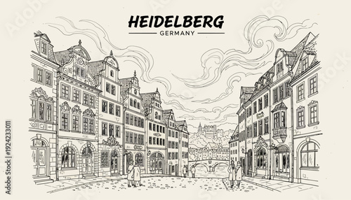 Historic Heidelberg cityscape with traditional European architecture.