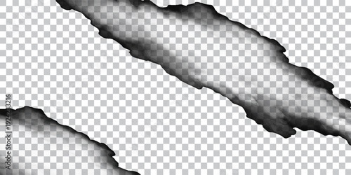 Pieces of torn horizontal white and squared grey paper with soft shadow are on black background for text. Vector illustration