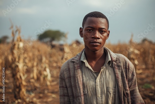 Young African couple working on a farm field during the daytime, showcasing dedication and resilience in agricultural practices and rural life