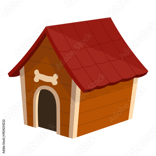 Dog house icon. Cartoon pet accessory. Petshop supermarket item. Empty pet home with roof. House for domestic animal. Isolated flat vector illustration