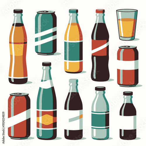 Colorful Beverage Bottles and Cans