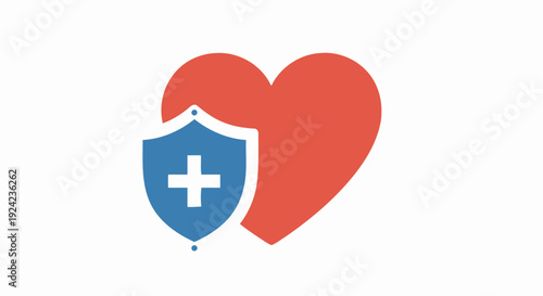 Heart Health Shield Icon: Medical Protection and Care Concept