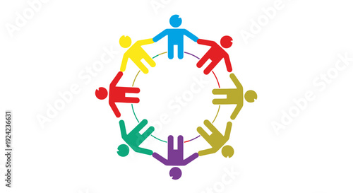 Diverse people holding hands in a circle, unity and teamwork concept
