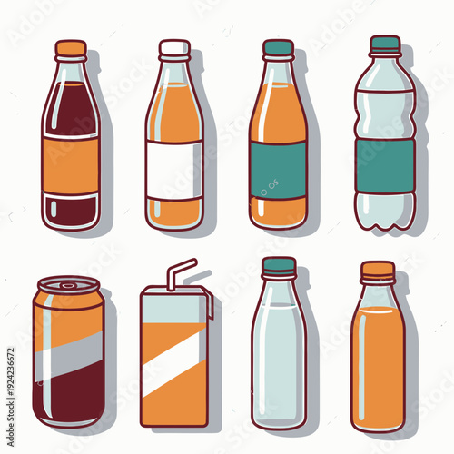 Beverage Packaging Icons Set