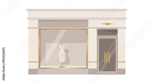 Elegant Boutique Storefront with Mannequin Display Window