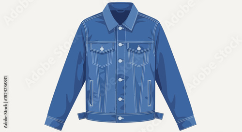 Blue Denim Jacket Flat Illustration