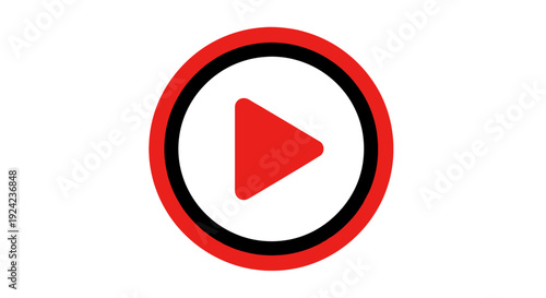 Red Play Button Icon on White Background