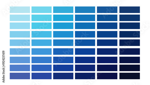 Grid of blue color shades and tones in varying saturation and brightness.