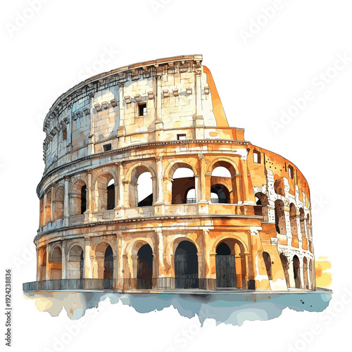 Colosseum. Colosseum watercolor vector illustration