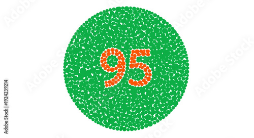 Green circle with the number ninety five in red.