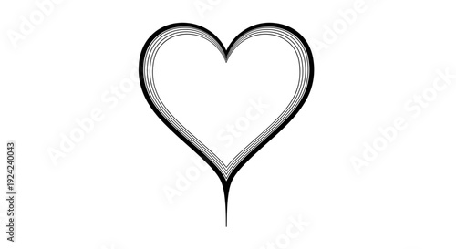 Heart shape line art vector illustration with multiple concentric lines and a sharp bottom point