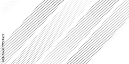Abstract Geometric Diagonal Parallel Line Pattern in Black and Light Gray with Thick Subtle Gradient Stripes on White Minimal Modern Design Background.
