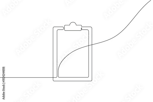 One line art of a clipboard with check marks for business task management and productivity