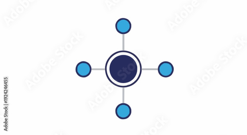 Abstract representation of interconnected circular nodes, symbolizing networking, connections, and data flow in a digital or technological context, with a central core and radiating points